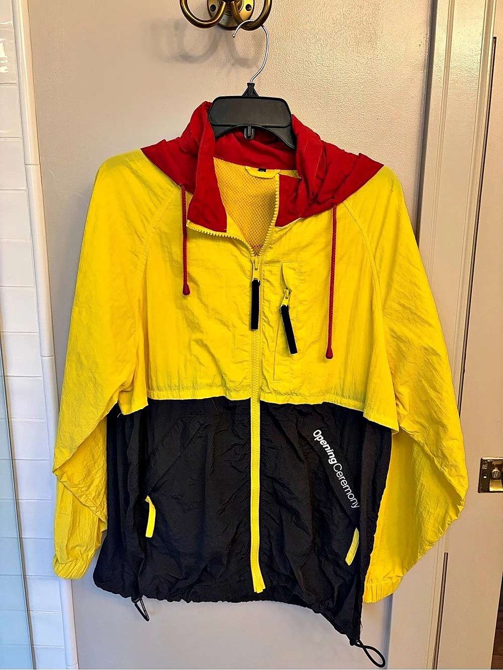 Opening Ceremony Colorblock Nylon Windbreaker Jacket Yellow & Black
